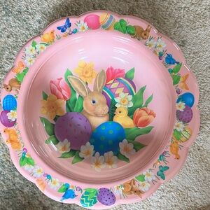 Pink Easter Bunny Decorative Serving Bowl